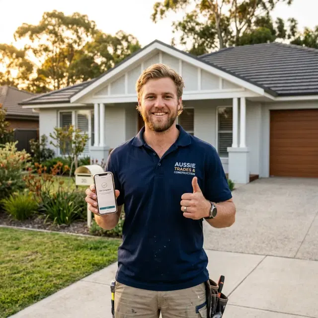 Happy tradie giving thumbs up after sending a quote
