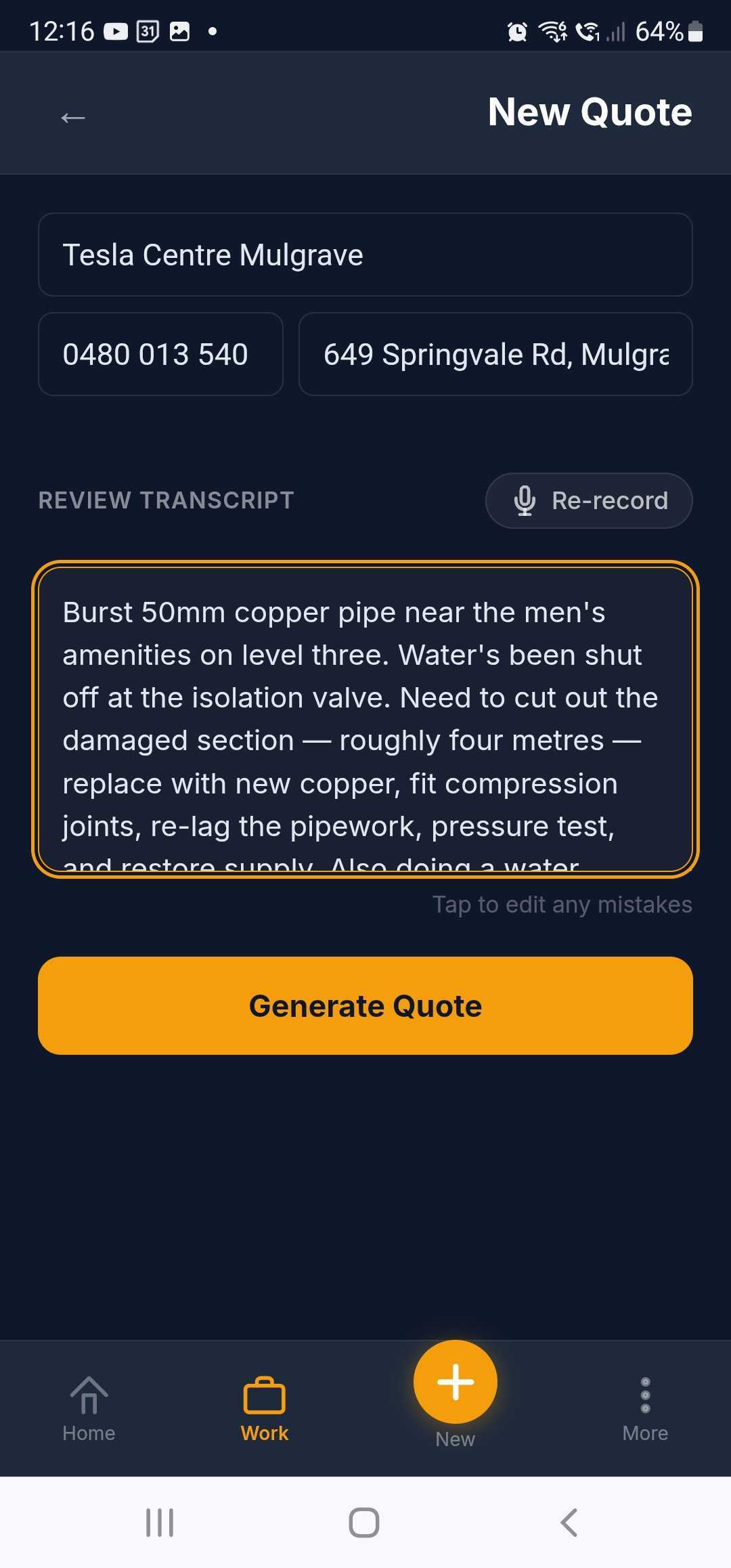 Generate quote